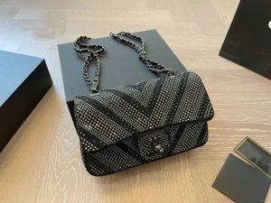 Luxury designer bag crossbody bag c bag handbag women's shoulder bag rhinestone bag chain bag Slant Hobo tote bag is the first choice for beautiful girls