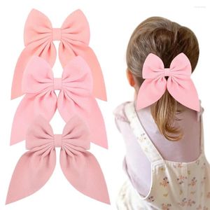 Hair Accessories 6Inch Sweet Pink Solid Bowknot Clip Gilrs Big Hairpins Ribbon Batterfly Barrettes Duck Bill Baby Gift