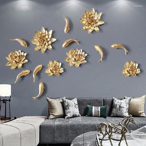 Decorative Figurines Wall Sculpture Home Living Room Bedroom Office El Decoration European-style Creative Resin 3D Flower Art Decor Pendant