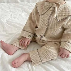 Kläderuppsättningar Autumn Baby's Set Waffle Baby Girls Boys Kläder Set Pyjamas Home Wear Ldren's Casual Long Sleeve Two Piece SetVaiduryB