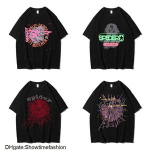 sp5der tシャツメンズレディースデザイナーシャツブラックピンクの白い赤い緑のトップマンファッションカジュアルスパイダーショーツスリーブ服IPMD