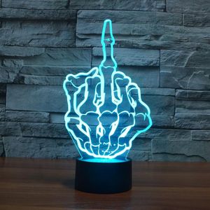 2017 Middle Finger Finger Gesture 3D Optical Lamp Night Light 9 LEDs Night Light DC 5V Colorful 3D Lamp278f