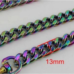 22mm 13mm gökkuşağı alüminyum zinciri hafif çantalar cüzdanlar kayış aksesuar toptan 30-140cm torba zinciri kayış 240110