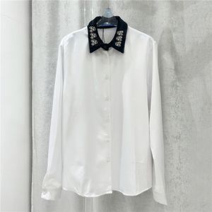 Дизайнерские белые рубашки, блузки, топы для женщин, модные футболки с бархатным воротником, дизайнерская рубашка с надписью, кардиган
