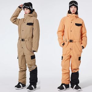 Vinter jumpsuit skiddräkt varm skiddräkt set utomhus snowboard jacka skidövergripande kostym vattentät huva skiduppsättning s-xxl 240111