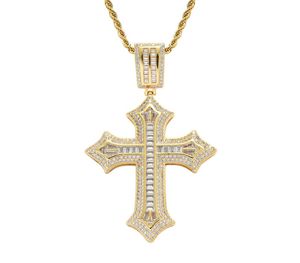 Europa och Amerika HotSale Gold Plated Bling CZ Pendant med 24 -tums repkedja för män Kvinnor Hot Gift2580154