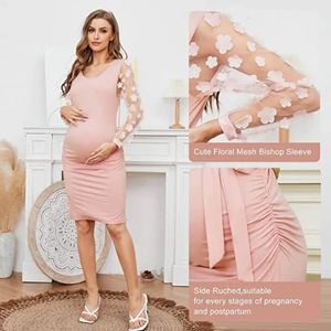 Pregnant women's dress made of elastic fabric and flowing silhouette used for pregnancy photography gorgeous floral design 240111