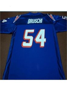 UF CHEN37 Sirrare Men Bruschi Game sliten Team utfärdade White Blue Real College Football Jersey Size S4XL eller Custom något namn eller NUMBE7338461