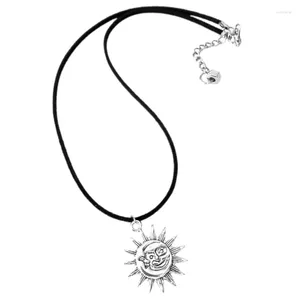 Naszyjniki wiszące moda Słońca księżyc Naszyjnik słodki chłodny łańcuch obojczyka regulowany liną biżuterię prosta kropla szyi