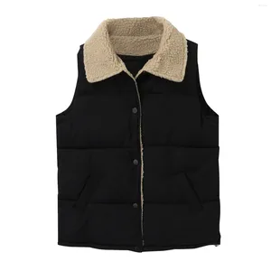 Damenwesten Ärmellose Jacke Weste Mantel für Frau Lammhaar Kurze Plüschwesten Winter Daunen Baumwolle Leibchen Gilet Mode Frauen tragen