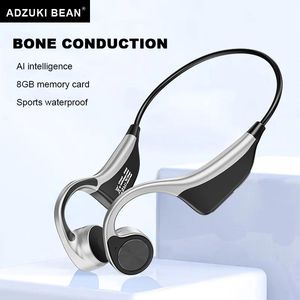 Fones de ouvido Adzuki Bean Sport Wireless Headphone real Condução de ossos Bluetooth com cartão de memória HiFi Headset Music Running Earbuds