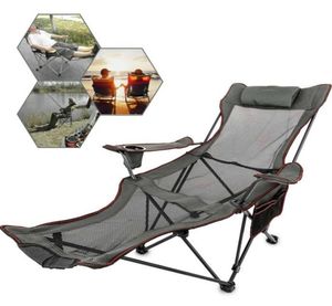 Cadeira de acampamento dobrável reclinável com apoio para os pés portátil cochilo para praia ao ar livre sol acampamento pesca lounge Furniture5100887