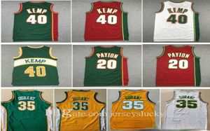 Barato Men039s Vintage Verde Branco Vermelho 20 A Luva Gary Payton Jersey 34 Ray Allen 40 Reign Man Shawn Kemp 11 Detlef Schrempf A5587754