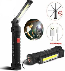 Portable 5 Mode COB Flashlight Gadget Torch USB Rechargeable LED Work Light Magnetic Hang Hook Outdoor Camp Car Cordless Flexible 8217241