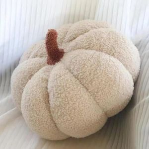 RiceWhite Pumpkin Plush Toy Pillow for Kid Cute Plant Soft Stuffed Doll Holidays Props Throw Pillow for Kid Cushion 240111