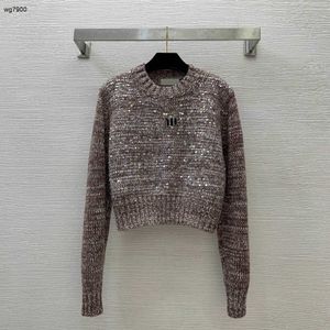 Дизайнерский свитер, женская брендовая одежда для женщин, весенний топ, модный женский вязаный пуловер с длинными рукавами и логотипом, 11 января