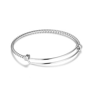 10pcs/lot 3mm Thick Stainless Steel 3D Twist Bangle Bracelet 60mm 65mm Push-Pull Bracelet Cuff Wrist Bangle for Making Jewelry 240110