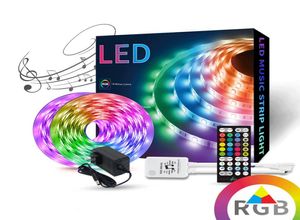 Светодиодная лента RGB 5 м 10 м Водонепроницаемая клейкая лента RGB 12 В постоянного тока Музыкальная светодиодная лента Гибкая полоса Lamp9997803
