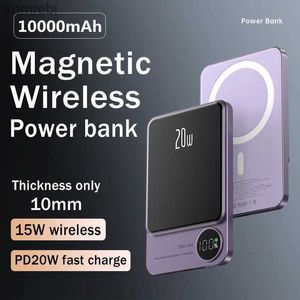 Mobiltelefon Power Banks 10000mAh Portable PowerBank Type C Fast Charger Wireless Power Bank Magnetic For iPhone 14 13 12 Samsung Magsafe Seriesl240111