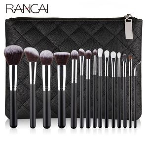 RANCAI 10/15-teiliges professionelles Make-up-Pinsel-Set, Make-up-Power-Pinsel, Make-up-Beauty-Tools, weiches synthetisches Haar, mit Lederetui, 240111