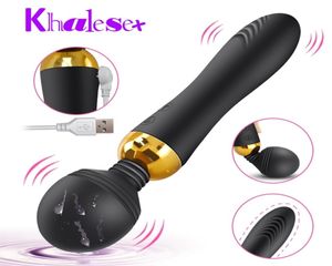 Khalesex Magic Wand Vibrator Big Heads AV Body Massager G Spot Clitoris Stimulator Vuxen Sex Toys For Woman Female Masturbator 2104008669