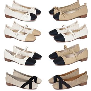 2024 Designer Kvinnor Skor Ny Bow Colored Soft Sole Low Heel Square Head Shallow Mouth Single Shoes 36-41