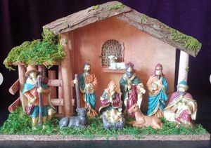 Ny europeisk stil trähus jul häst tråg set dekoration kyrka familje hotell rum dekoration