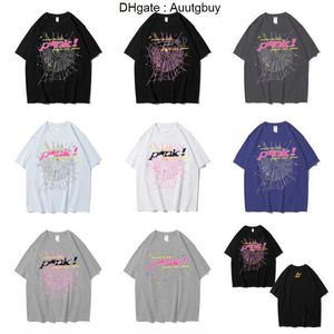 24ss Men T Shirt Pink Young Thug Sp5der 555555 mans Women Quality Foaming Printing Spider Web Pattern Tshirt Fashion Top Tees ya MIWD