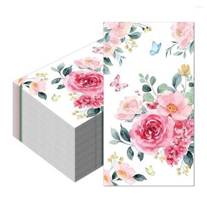 TABLE Servett 100st Pink Rose Wedding Paper Serveins 2 Likiga blommamiddag Gäst Disponerta handdukar för cocktailfest