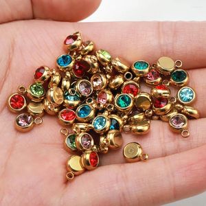 Encantos 20 pçs/lote Strass Aço Inoxidável 6mm Gem Beads Pingentes Brilhantes Colar Artesanal Pulseira DIY Jóias Fazendo Suprimentos