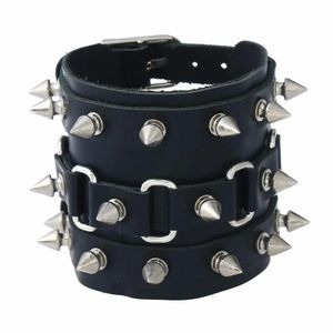 Armband punk gotisk rockmetall cuspidal spikar nit kotte stud manschett armband brett läder unisex armband wrap armband coola män smycken