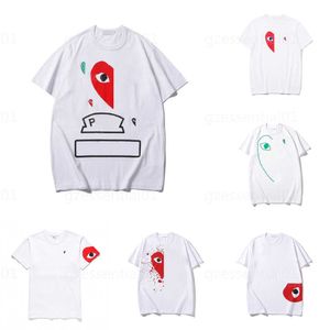 play tshirt mens designer t shirt Men White Tshirts Summer Fashion Heart Embroidered Pure Cotton Top Casual Versatile T-shirts Fashion Womens T-shirt plus size