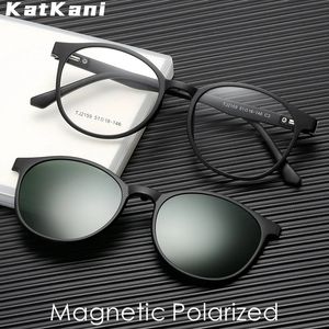 KatKani Occhiali da sole polarizzati magnetici ultraleggeri Occhiali da vista ottici rotondi retrò moda montatura per uomo e donna TJ2159 240111