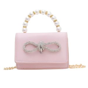 Girl Classic PU Pearl bag Jewel Coin Purse Handbag Children Wallet Small Bag Kid Bow Money Bag Baby Shoulder Bag Purse 240111