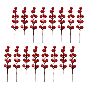 Decorative Flowers 20pcs Reusable Red Berry Stems Christmas Tree Decors Wreath Decorations