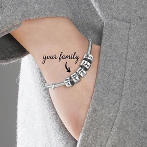 Bracelets Personalized Bracelets Custom Family Names Bead Charms Stainless Steel Snake Chain Bangle Men&Women Jewelry Party Gift SL168