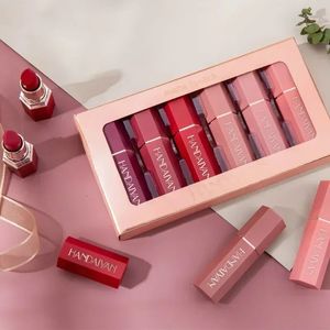 6 teile/los Lip Kit Matte Lippenstift Wasserdicht Samt Stick Tönung Nude Kosmetik Make-Up Set Professionelle Koreanische Schönheit Kosmetik Kpop 240111