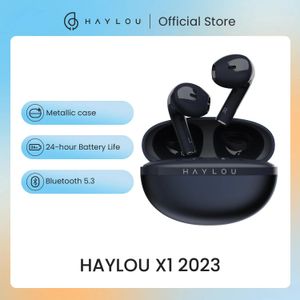 Słuchawki Haylou x1 2023 Prawdziwe bezprzewodowe słuchawki metalowe obudowę Bluetooth 5.3 Słuchawki 24 -godzinne Bateria Life Głowa telefoniczna pół -inar słuchawka