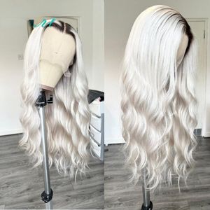 180% Ombre White Blonde Lace Front Peruka ludzkie włosy 32 -calowe długie HD koronkowe peruki czołowe Virgin Lose Body Fave Peruka dla kobiet wstępnych