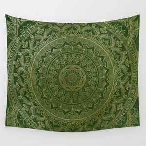 Mandala Royal Arazzo da parete verde e oro Sfondo che copre la decorazione della casa Coperta Camera da letto Arazzi appesi 240111