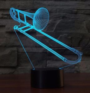 3D Tombon kształt światło nocne Zmiana lampy stołowej USB wizualna LED oświetlenie Luminaria Musical Instruments Fabronda światła 5409837