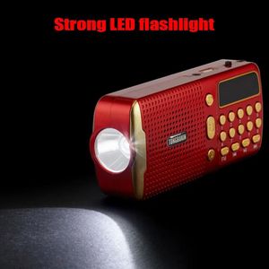 Radio Portable Outdoor Speaker FM Radio TF USB Player Support LED Flashlight Time Display Earphone In 2 18650 Rechargeable Battery