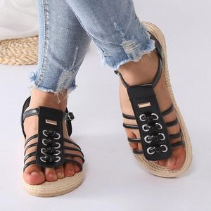 Sandalen, Damenschuhe, modisch, flach, Book Time, weich, Boho-Stil, Strand, Damen, Größe 12, breite Breite