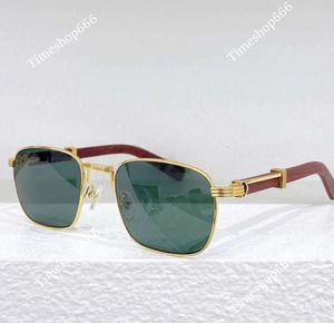 Carti Glasses Man Luxury Designer Solglasögon Rimless Caddis Eyewear Lunette Fashion Wood Big Square Gold Frame UV400 Beach Show Square Solglas med Box2024