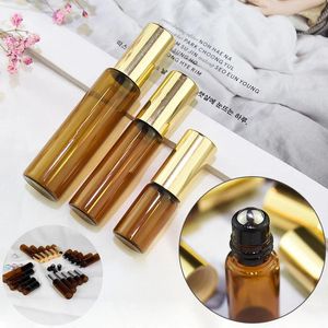 Storage Bottles 100PCS 1/2/3/5/10ML Amber Roll On Roller Bottle Essential Oils Refillable Perfume Deodorant Containers With Caps