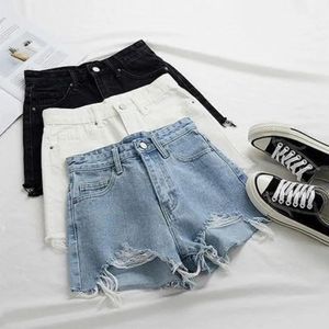 Jeans Korean Fashion Summer Shorts Women Hole High Waist Short Jeans Burrs Female Build A Word Torn WideLegged Short Pants Streetwear