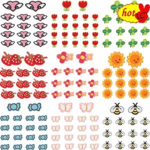 10 pz / lotto carino patch per abbigliamento bambini ferro su ape fiore trifoglio fragola farfalla cuore piccolo ricamo all'ingrosso confezione