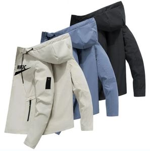 Jaqueta de zíper à prova de vento preto da primavera e outono, com casual, impressão de impressão com capuz de casaco de beisebol com capuz