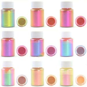 &equipments 9 Colors Pigment Pearlescent Epoxy Resin Glitter Magic Discolored Powder Resin Colorant Jewelry Making Tools BX0C