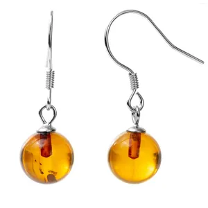 Dangle Earrings Amber 925 Sterling Silver French Hook Drop For Women - Fashion Natural Baltic Stone Jewelry Wholesale